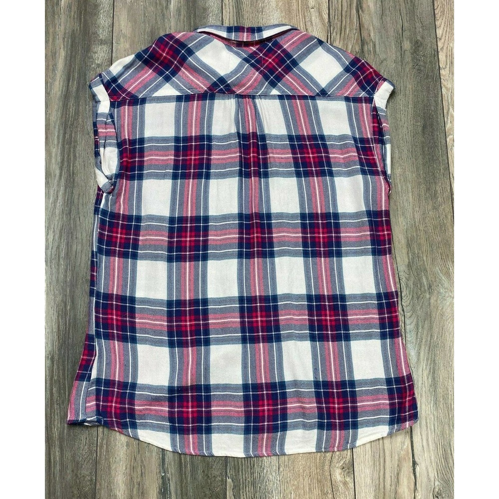 Rails Small Britt Plaid Button Up Roll Cuff Top S - image 6